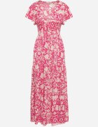 sweet&girl Rochie Roz Evazată Maxi cu Mânecă Largă cu Imprimeu Floral Oxeria