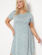 sweet&girl Rochie Verde cu flori mici cu mânecă scurtă din viscoză Cilarnid