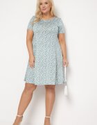 sweet&girl Rochie Verde cu flori mici cu mânecă scurtă din viscoză Cilarnid