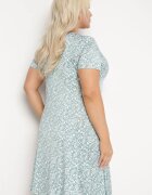 sweet&girl Rochie Verde cu flori mici cu mânecă scurtă din viscoză Cilarnid