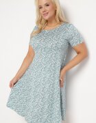 sweet&girl Rochie Verde cu flori mici cu mânecă scurtă din viscoză Cilarnid