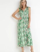 sweet&girl Rochie Verde Imprimată Maxi cu elastic în talie și decolteu petrecut din viscoză Cartier