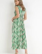 sweet&girl Rochie Verde Imprimată Maxi cu elastic în talie și decolteu petrecut din viscoză Cartier