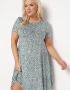sweet&girl Rochie Verde Mini cu Flori Mici din Viscoză Elastică Megarra