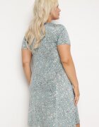 sweet&girl Rochie Verde Mini cu Flori Mici din Viscoză Elastică Megarra