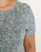 sweet&girl Rochie Verde Mini cu Flori Mici din Viscoză Elastică Megarra