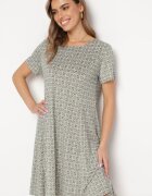sweet&girl Rochie Verde Viscoză cu Model Mozaic cu Croială Cloș Faellina