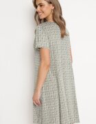 sweet&girl Rochie Verde Viscoză cu Model Mozaic cu Croială Cloș Faellina