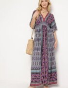 sweet&girl Rochie Violetă Boho cu Mâneci largi cu elastic în talie și Legătură la spate Piomina
