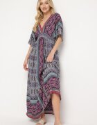 sweet&girl Rochie Violetă Boho cu Mâneci largi cu elastic în talie și Legătură la spate Piomina