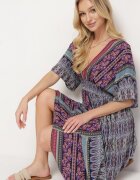 sweet&girl Rochie Violetă Boho cu Mâneci largi cu elastic în talie și Legătură la spate Piomina