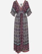 sweet&girl Rochie Violetă Boho cu Mâneci largi cu elastic în talie și Legătură la spate Piomina