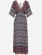 sweet&girl Rochie Violetă Boho cu Mâneci largi cu elastic în talie și Legătură la spate Piomina