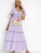 sweet&girl Rochie Violetă Maxi cu Talie elastică și Detalii din Dantelă Kelbie