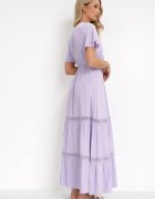 sweet&girl Rochie Violetă Maxi cu Talie elastică și Detalii din Dantelă Kelbie