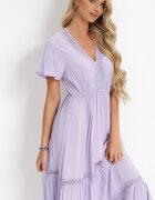 sweet&girl Rochie Violetă Maxi cu Talie elastică și Detalii din Dantelă Kelbie