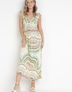 sweet&girl Rochie Viscoză Verde Tie Dye Maxi cu elastic drapat în talie Lucira