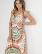 sweet&girl Rochie Viscoză Verde Tie Dye Maxi cu elastic drapat în talie Lucira