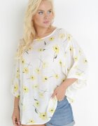 sweet lady Bluză Alb-Galbenă cu Mânecă Scurtă Florală Neitta