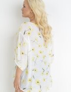 sweet lady Bluză Alb-Galbenă cu Mânecă Scurtă Florală Neitta