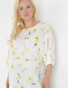 sweet lady Bluză Alb-Galbenă cu Mânecă Scurtă Florală Neitta
