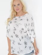 sweet lady Bluză Alb-Gri cu Mânecă Scurtă cu flori Neitta