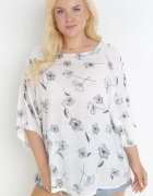 sweet lady Bluză Alb-Gri cu Mânecă Scurtă cu flori Neitta