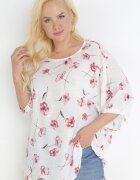 sweet lady Bluză Alb-Roșu cu Mânecă Scurtă cu Flori Neitta