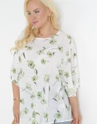 sweet lady Bluză Alb-Verde cu Mânecă Scurtă Florală Neitta