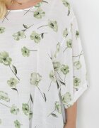 sweet lady Bluză Alb-Verde cu Mânecă Scurtă Florală Neitta