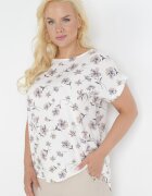 sweet lady Bluză Albă Oversize Florală cu Mânecă Scurtă Suzane