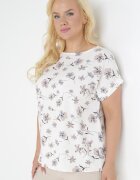 sweet lady Bluză Albă Oversize Florală cu Mânecă Scurtă Suzane