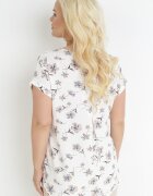 sweet lady Bluză Albă Oversize Florală cu Mânecă Scurtă Suzane
