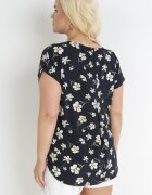 sweet lady Bluză Neagră Oversize cu Flori cu Mânecă Scurtă Suzane