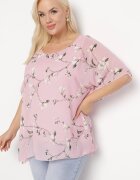 sweet lady Bluză Roză cu Flori cu Mânecă Decorativă Tip Liliac Lellia