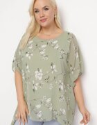 sweet lady Bluză Verde cu flori cu mâneci decorative tip liliac Lellia