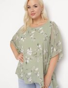 sweet lady Bluză Verde cu flori cu mâneci decorative tip liliac Lellia