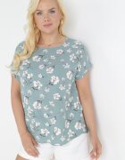 sweet lady Bluză Verde Oversize Florală cu mânecă scurtă Suzane