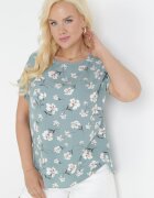 sweet lady Bluză Verde Oversize Florală cu mânecă scurtă Suzane