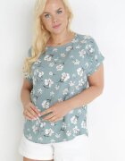 sweet lady Bluză Verde Oversize Florală cu mânecă scurtă Suzane