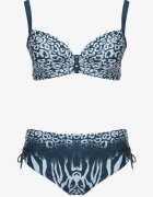 swest Bikini Albastru Deschis cu imprimeu leopard Sutien și Chiloți tip slip cu elastic Linuria