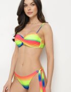 swest Bikini Albastru-Galben Legat Sutien cu Volane și Slip Kinitia