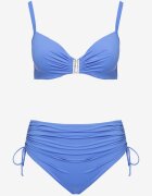 swest Bikini Albastru Sutien cu încrețituri și Chiloți slip cu încrețituri Kinevia