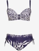 swest Bikini bleumarin cu imprimeu leopard Sutien și Slip cu șnur Linuria