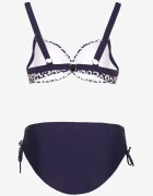 swest Bikini bleumarin cu imprimeu leopard Sutien și Slip cu șnur Linuria