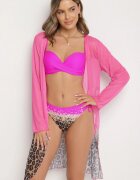 swest Bikini Fucsia Sutien și Chiloți slip cu pareo suplimentar cu imprimeu leopard Pasalitia