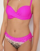 swest Bikini Fucsia Sutien și Chiloți slip cu pareo suplimentar cu imprimeu leopard Pasalitia