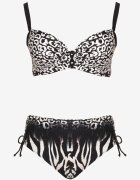 swest Bikini Negru cu imprimeu leopard Sutien și Slip cu talie elastică Linuria