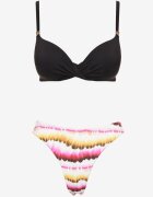 swest Bikini Negru-Roz Sutien și Chiloți tip slip cu imprimeu Natimela