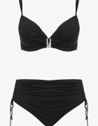 swest Bikini Negru Sutien cu Încrețituri și Chiloți cu Șnururi Kinevia